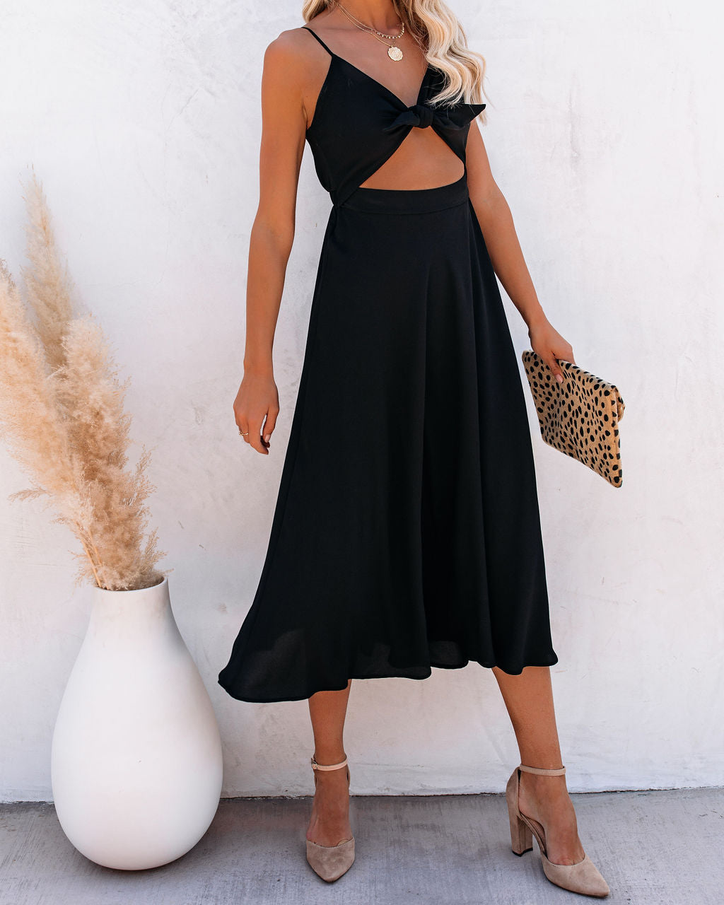Anaya Cutout Midikleid – Schwarz – ENDGÜLTIGER VERKAUF