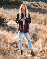 Anchorage Plaid Button Down Top – Schokolade – ENDGÜLTIGER VERKAUF