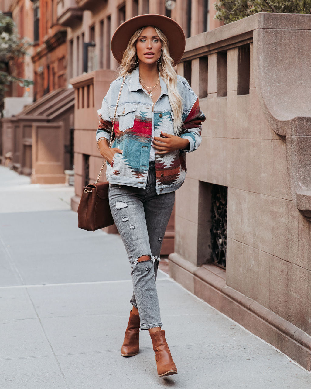 Ashbury – Gewebte Jeansjacke mit Taschen und Kontrastmuster – ENDGÜLTIGER VERKAUF