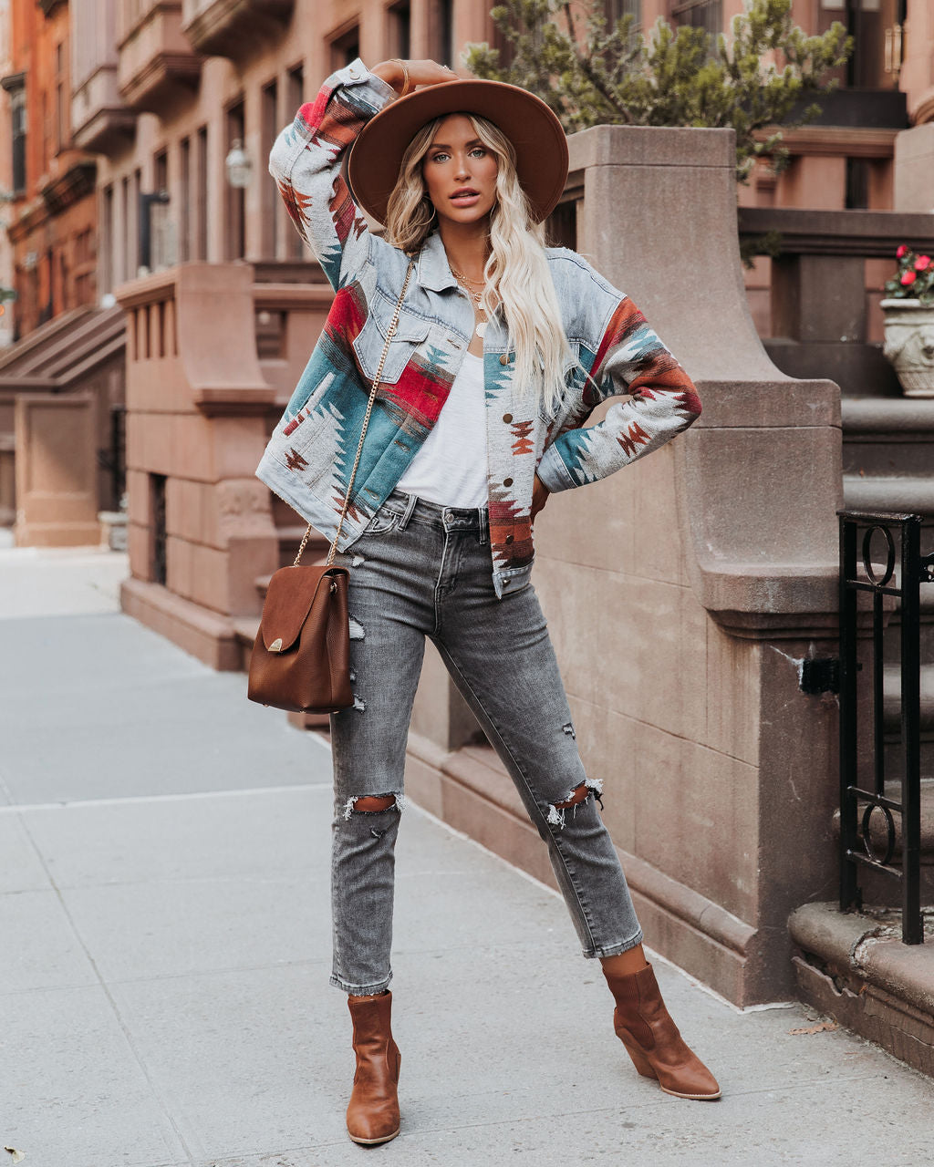 Ashbury – Gewebte Jeansjacke mit Taschen und Kontrastmuster – ENDGÜLTIGER VERKAUF