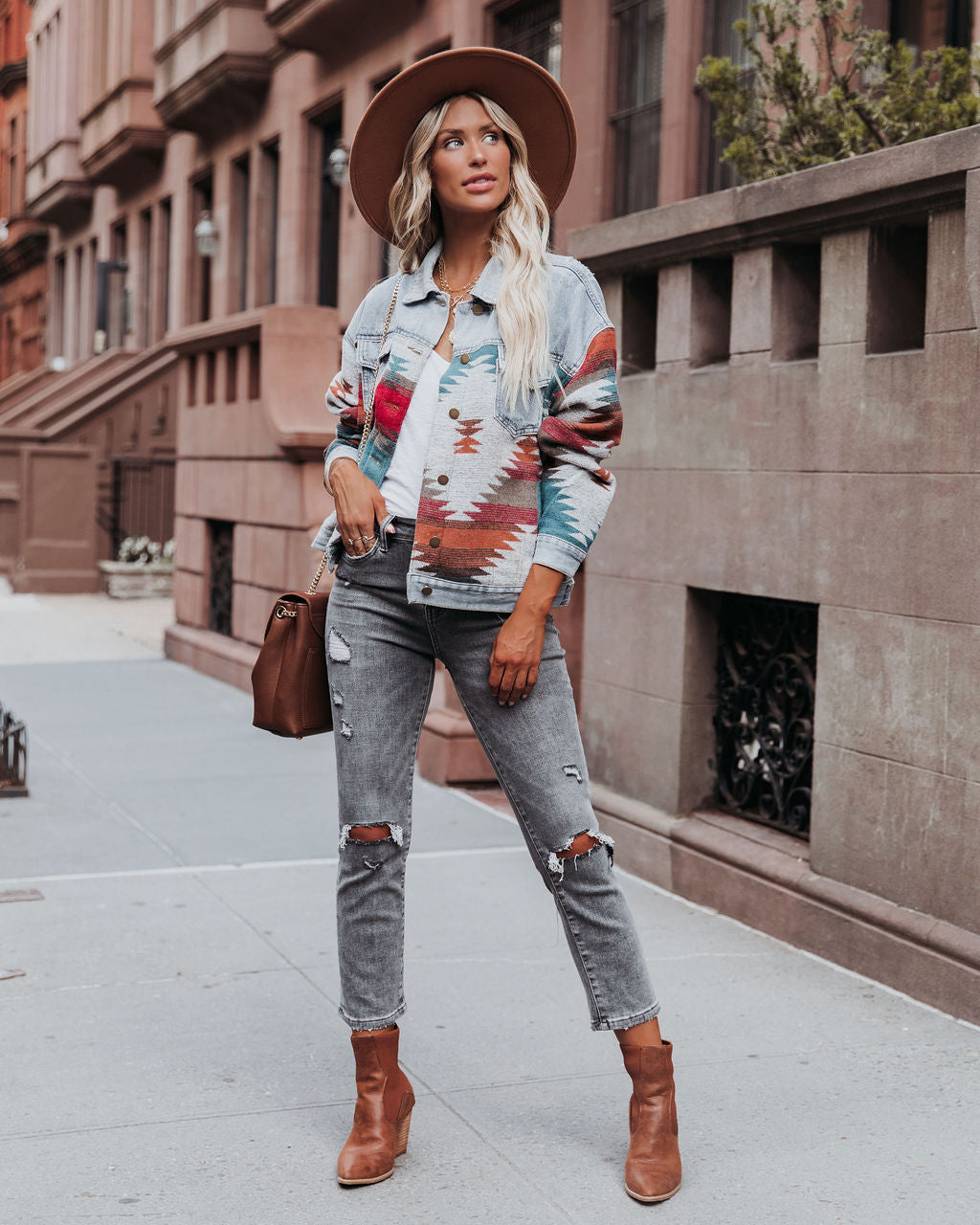 Ashbury – Gewebte Jeansjacke mit Taschen und Kontrastmuster – ENDGÜLTIGER VERKAUF