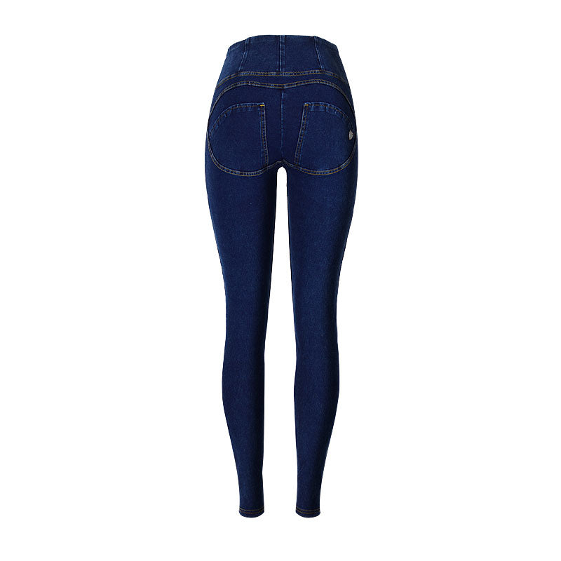 Jeans de yoga ajustados con cremallera y cintura alta - Azul oscuro