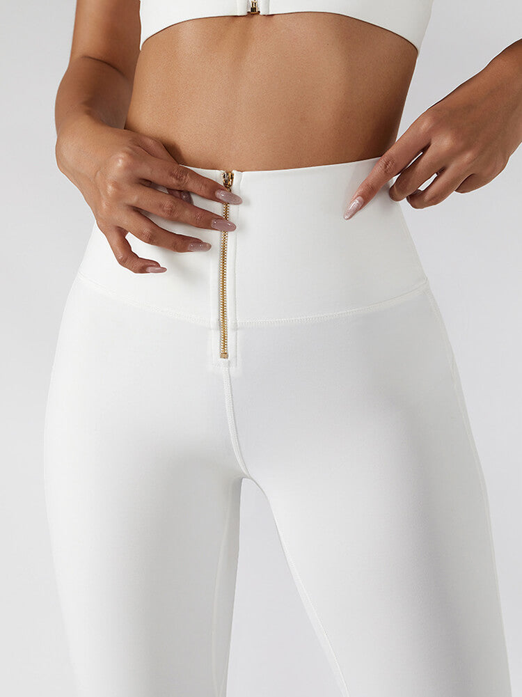 Empowerment Leggings mit Reißverschluss vorne und hoher Taille