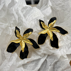 Pendientes de bloque de color con doble flor 
