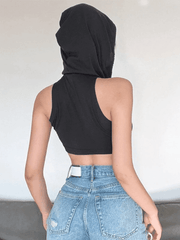 Kurzes Tanktop mit Kapuze und Bandana-Design
