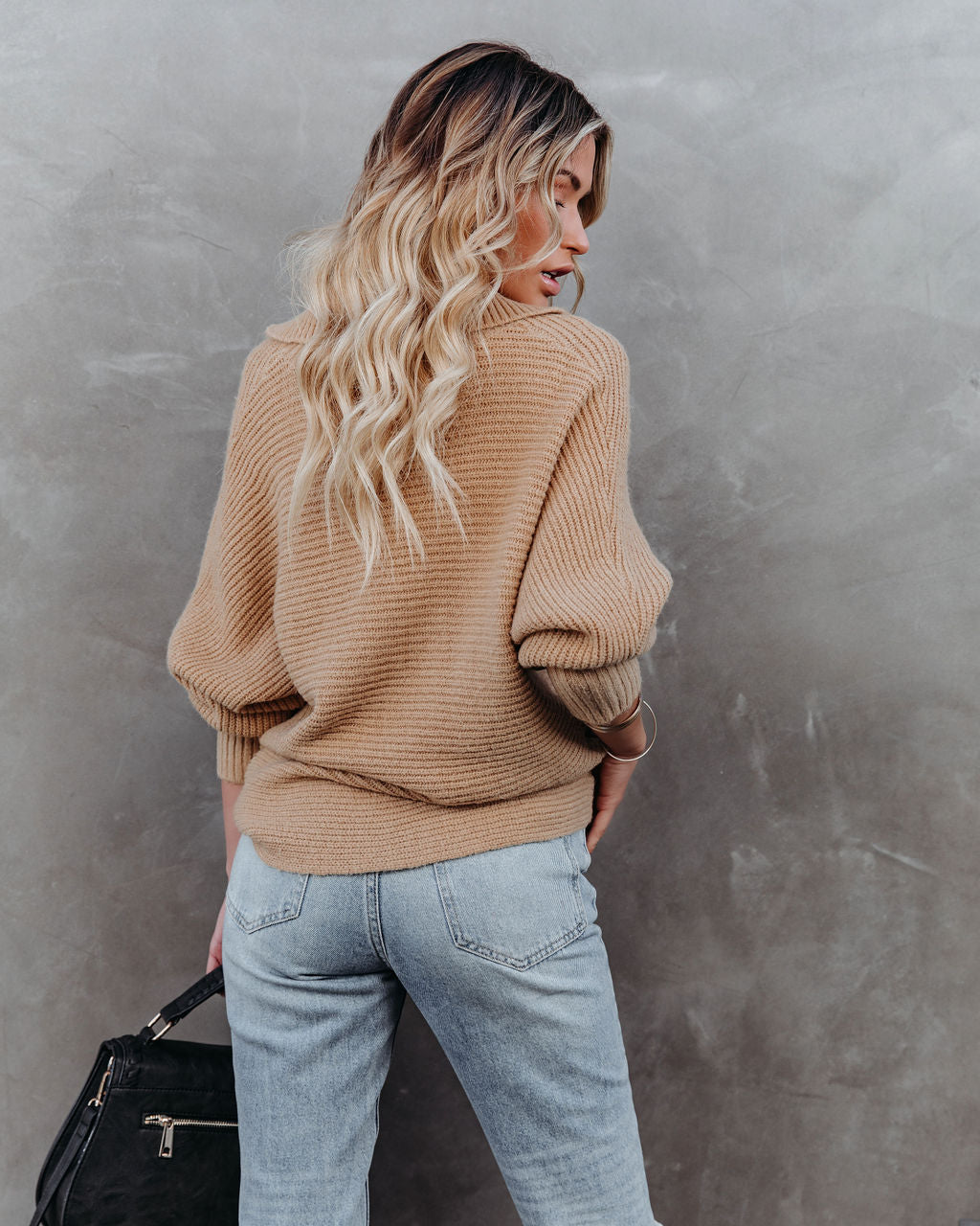 Beatrix Strickpullover mit Kragen - Hellbraun