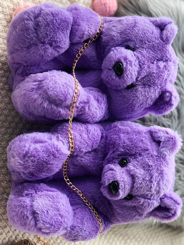 Flauschige Teddybär-Hausschuhe