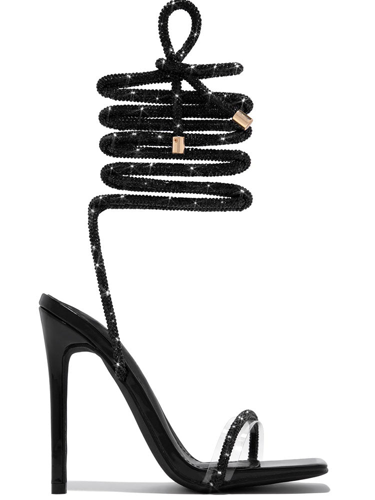 High Heels mit Strass-Schnürung