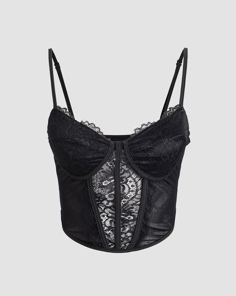 Korsett-Oberteil mit Spitzenbesatz