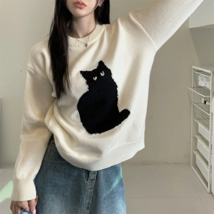 Suéter estético de gato negro