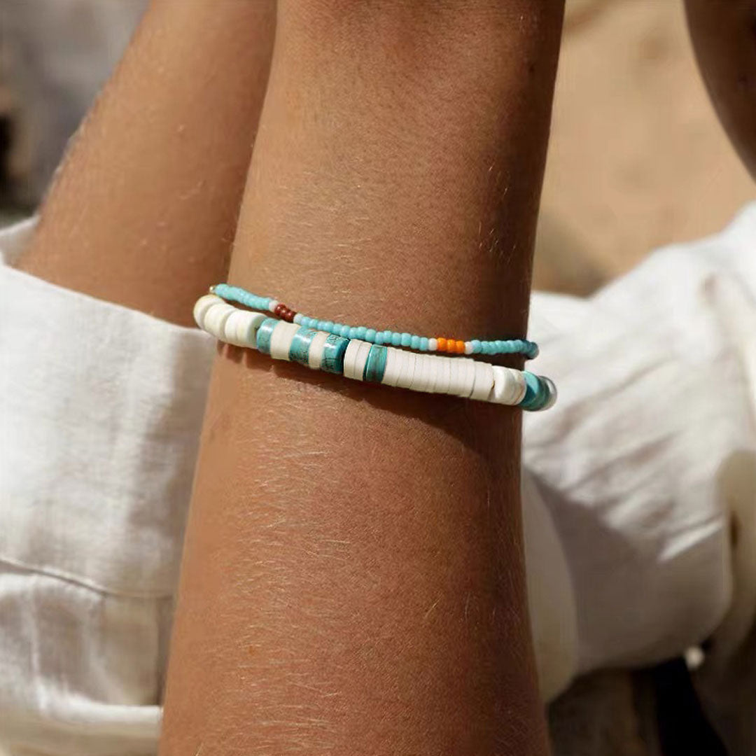 Bohemian Emaille Perlen Gemischte Farbe Thread Strang Armband - Weiß