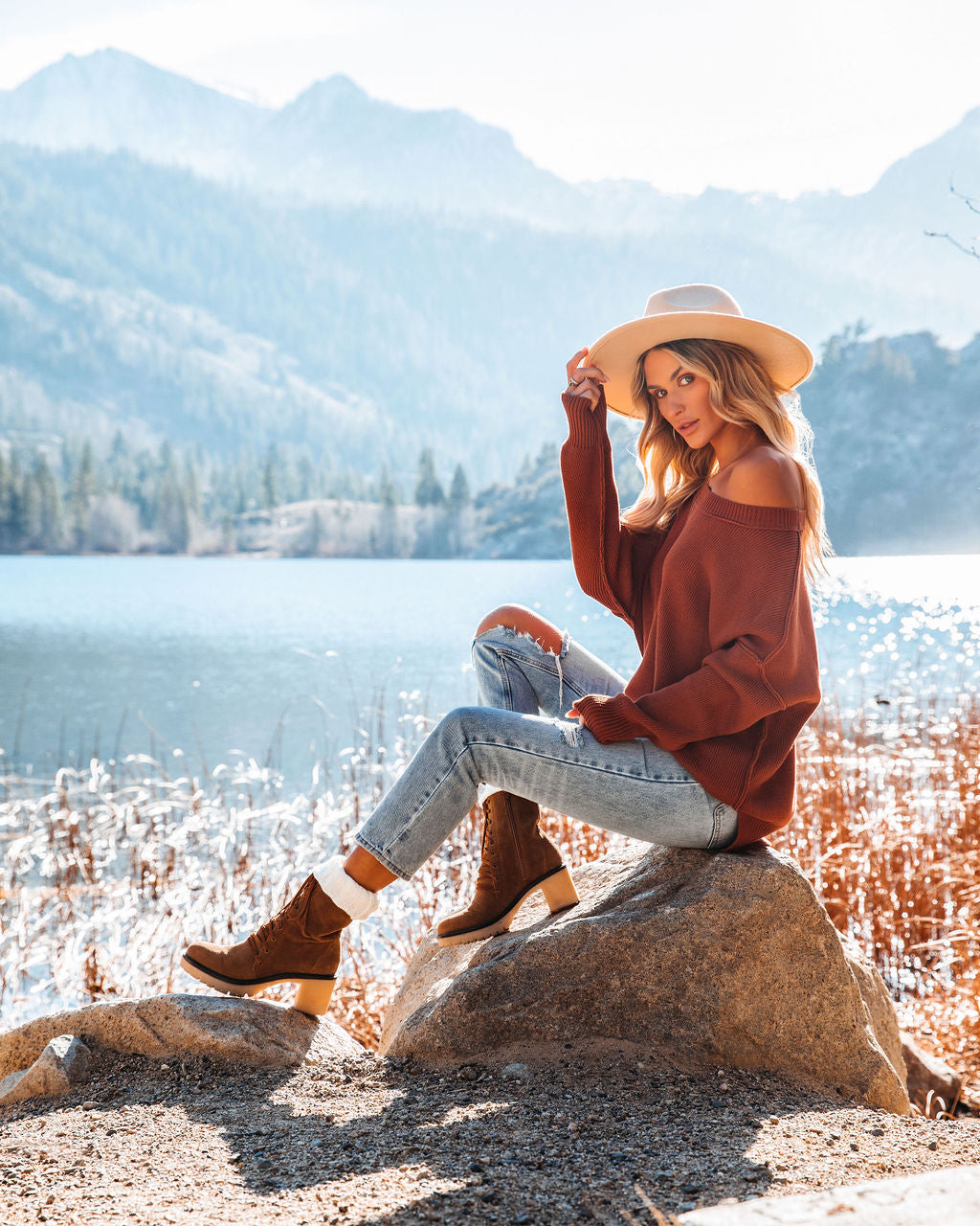 Bonnie Cotton Relaxed Knit Sweater - Camel - FINAL SALE