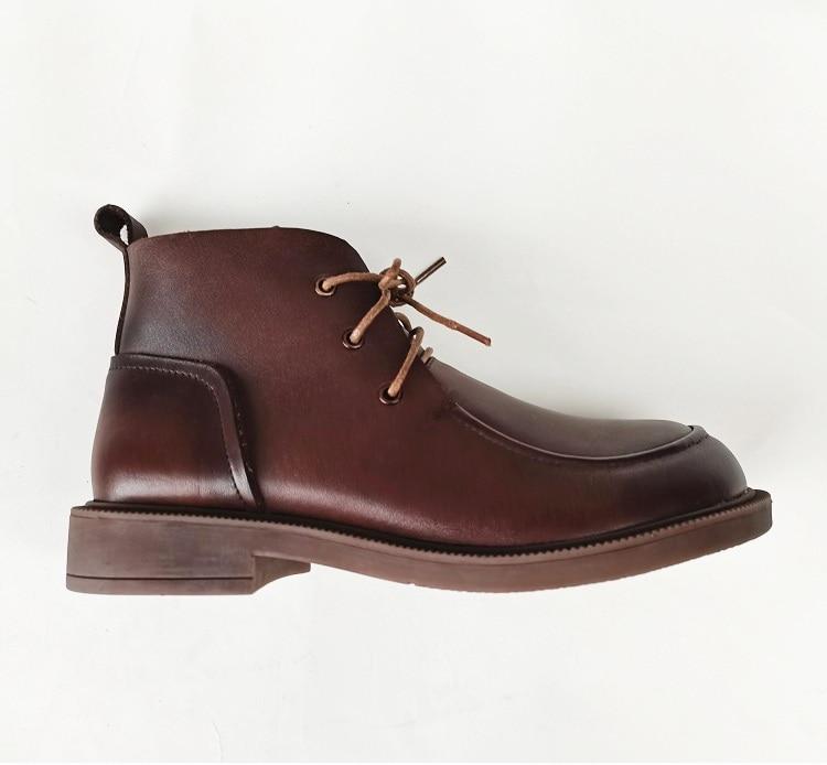 Botines Oxford para mujer, punta redonda, con cordones, genuinos, hechos a mano