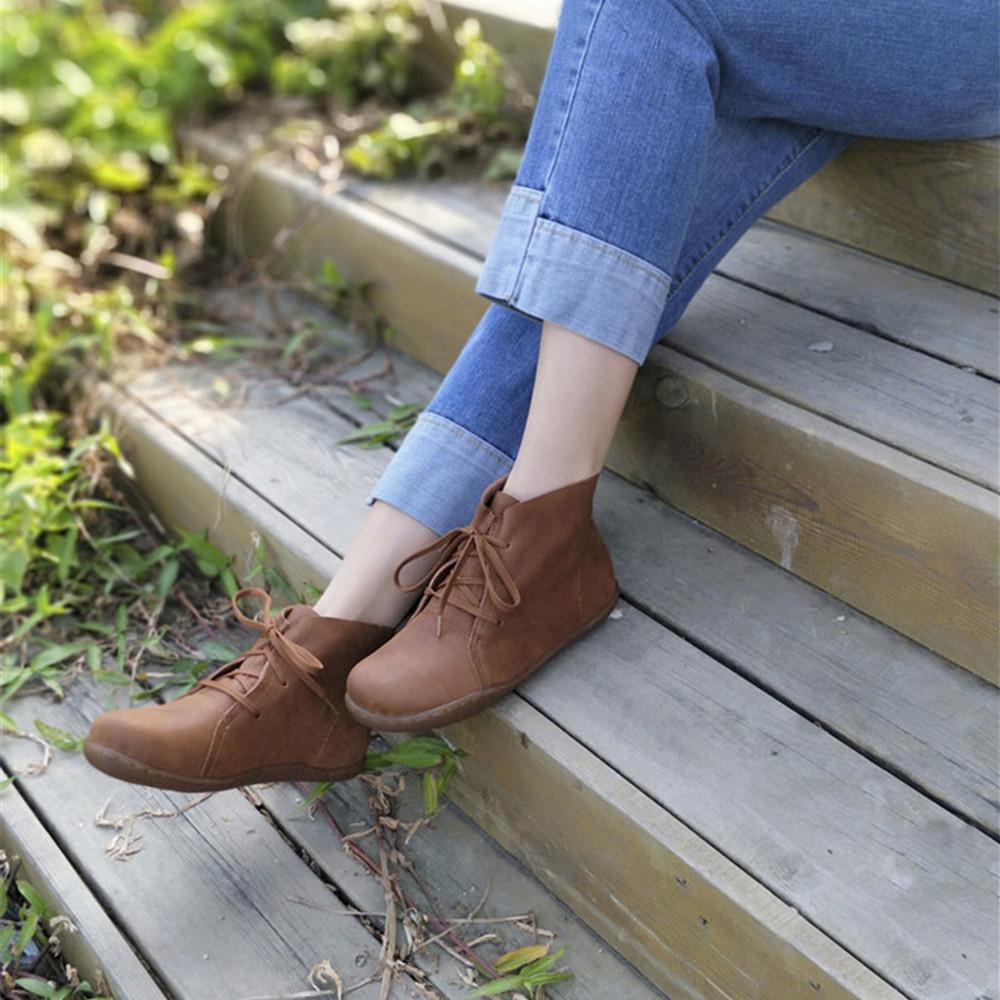 Ankle Booties Lace-Up Casual Shoes Flats