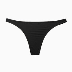 Hochgeschnittene, gerüschte Bikini-Tangahose - Schwarz