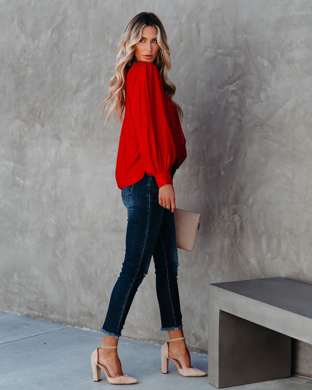 Bright As A Button Bluse - Rot - ENDGÜLTIGER VERKAUF