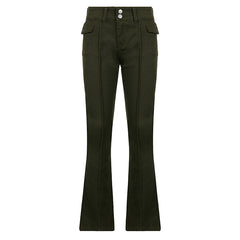 Low-waist Side Pockets Retro Trousers