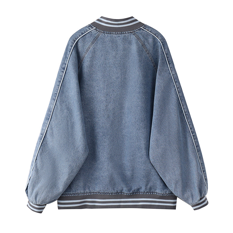 Jeansjacke mit amerikanischem Print