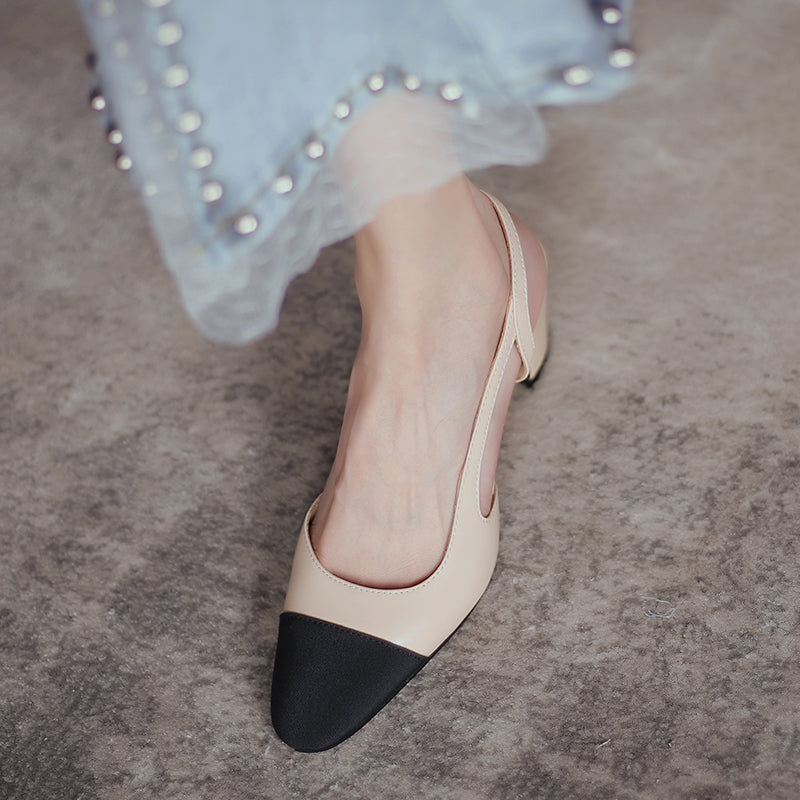 Blake Cap Toe Chunky Heel Slingbacks Pumps Newgew