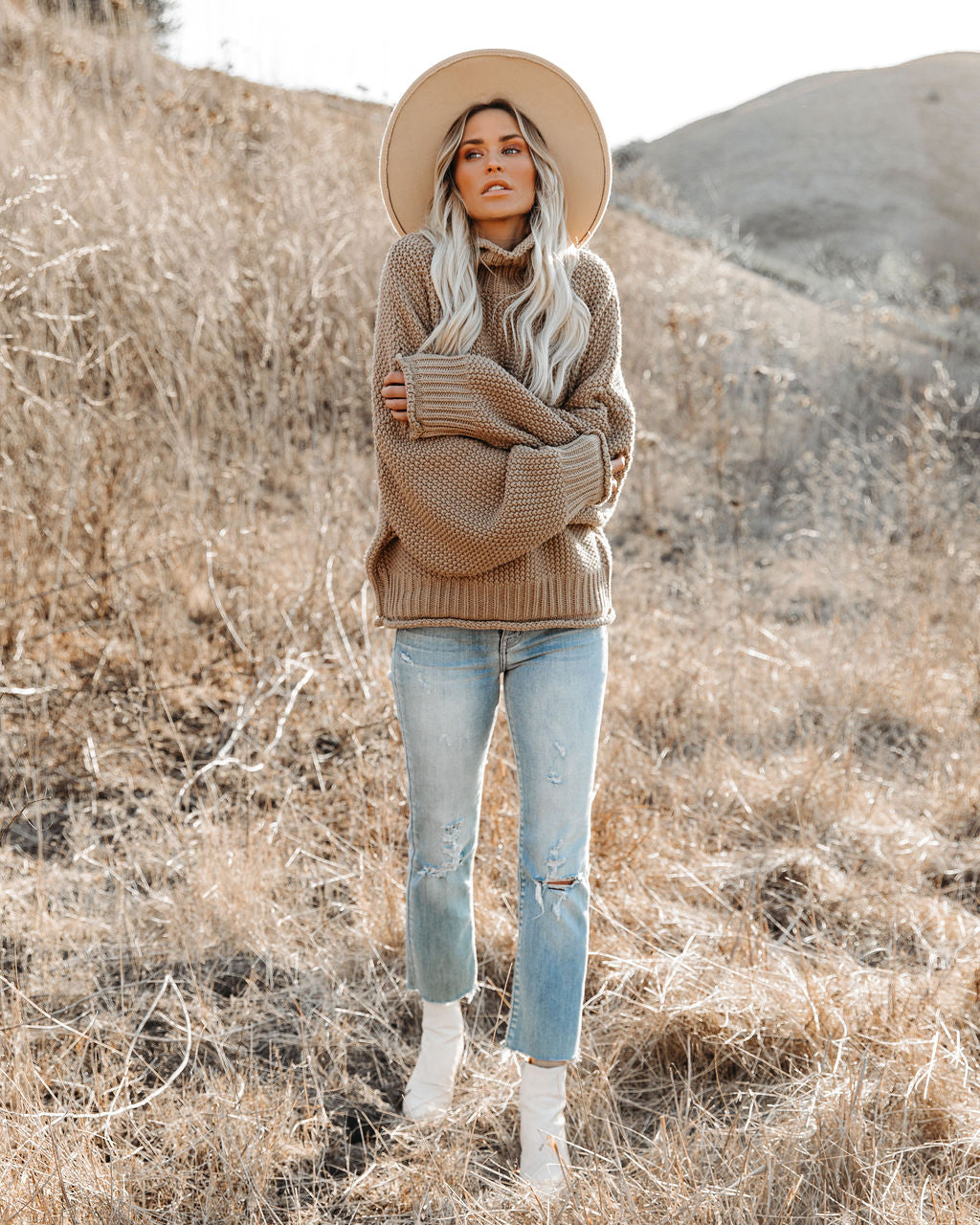 Carried Away Rollkragenpullover aus Baumwolle - Latte