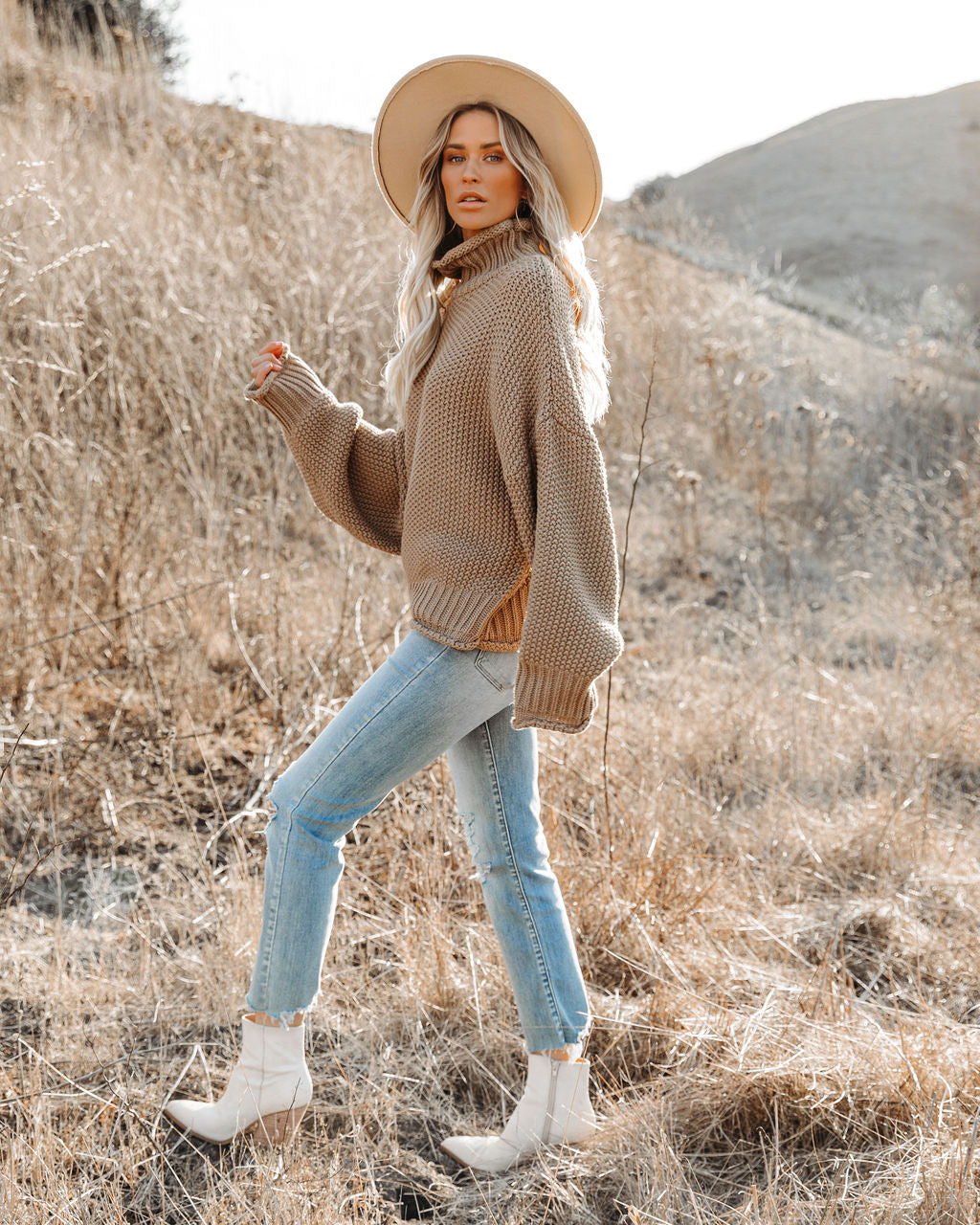 Carried Away Rollkragenpullover aus Baumwolle - Latte