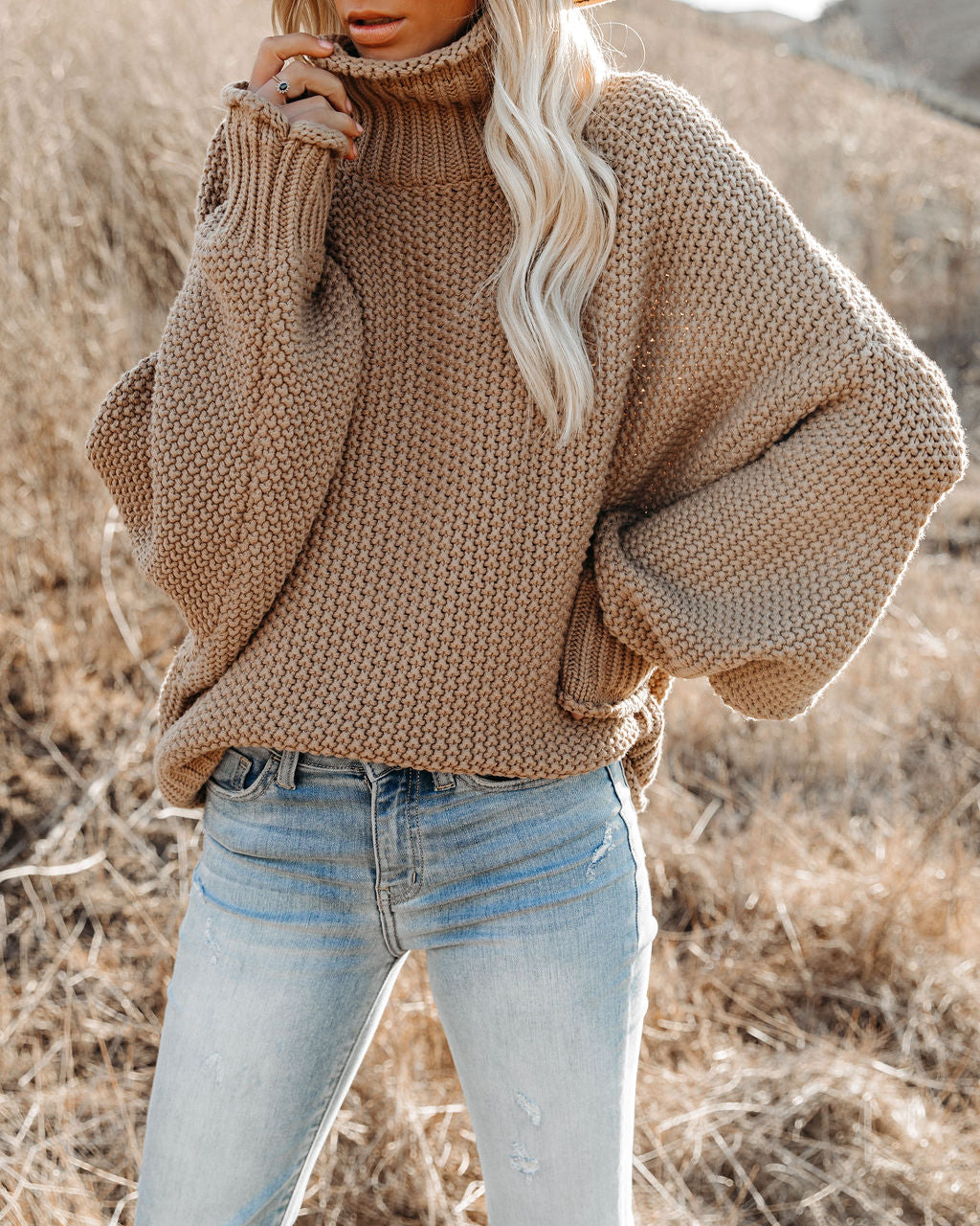 Carried Away Rollkragenpullover aus Baumwolle - Latte