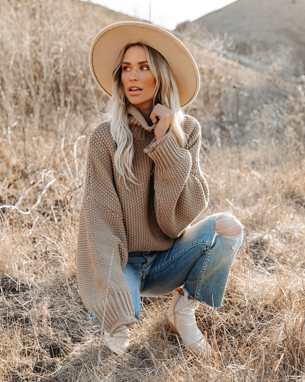 Carried Away Rollkragenpullover aus Baumwolle - Latte