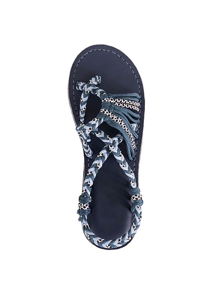 Flache Sandalen aus Bohemien-Seil