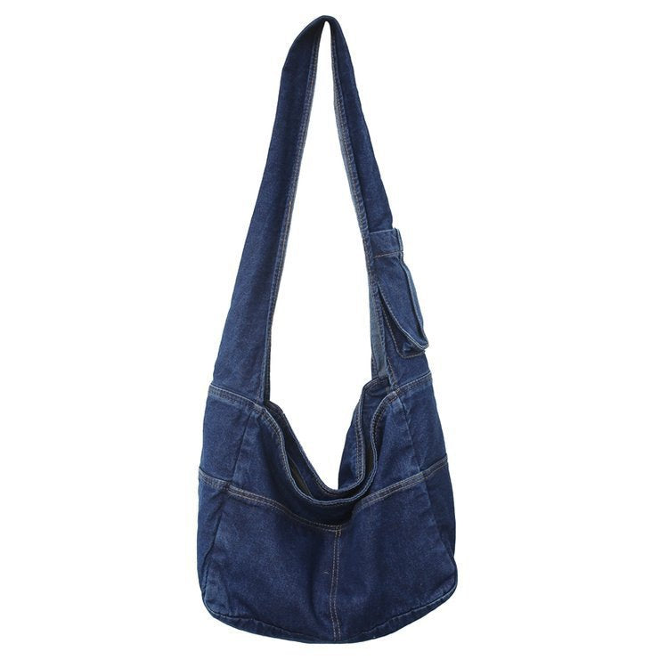 Bolso bandolera grande de mezclilla lavada