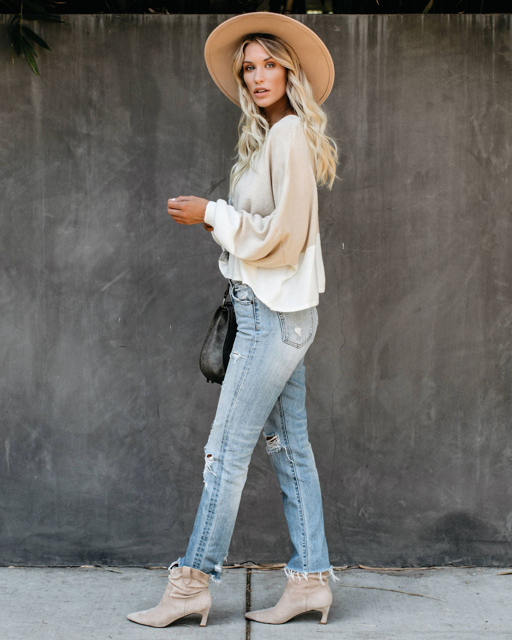 City View Colorblock Balloon Sleeve Sweater - FINAL SALE