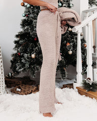 Cozy Town Weiche Strickhose mit Kordelzug – Beige – ENDGÜLTIGER VERKAUF