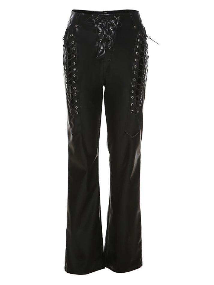 PU-Hose mit Cut-outs und Schnürung
