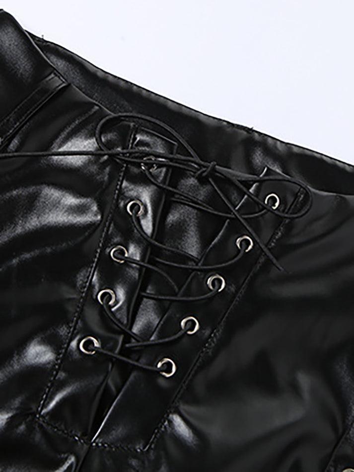 PU-Hose mit Cut-outs und Schnürung