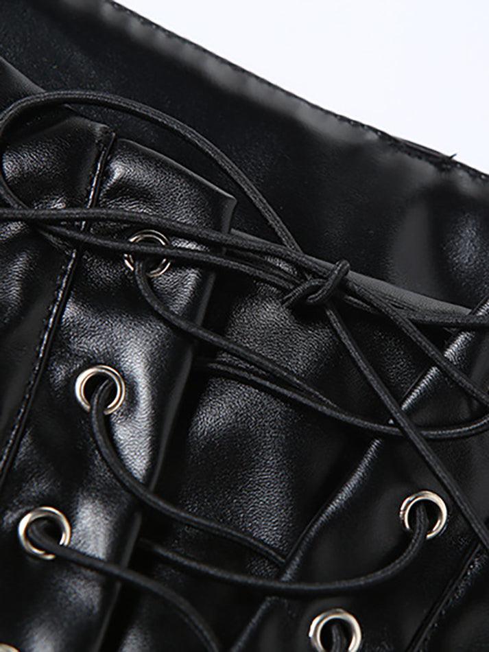PU-Hose mit Cut-outs und Schnürung