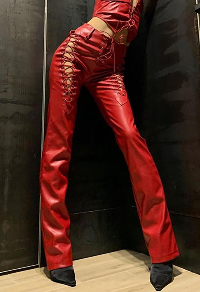 PU-Hose mit Cut-outs und Schnürung