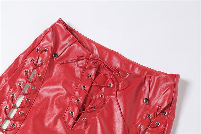 PU-Hose mit Cut-outs und Schnürung