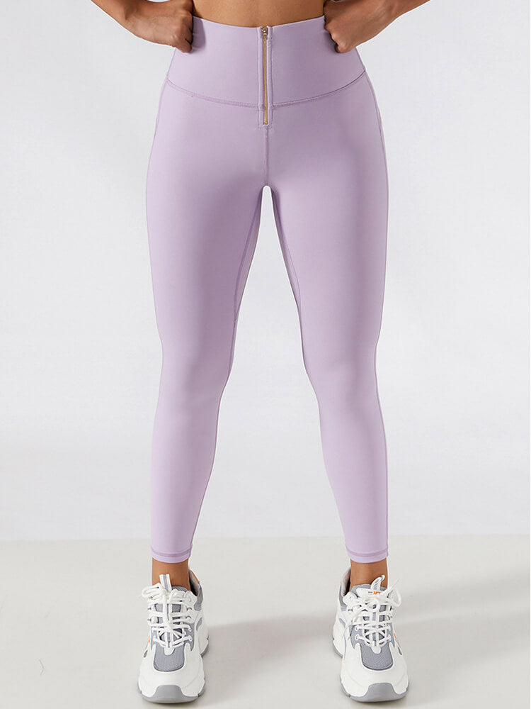 Empowerment Leggings mit Reißverschluss vorne und hoher Taille