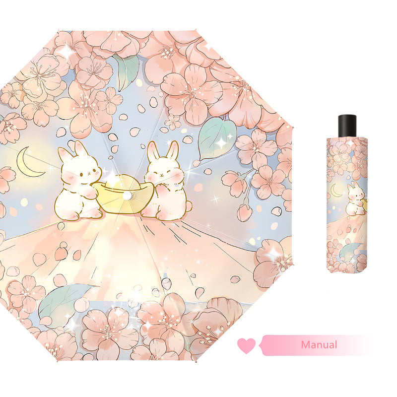 Cute Bunny Folding Sun Umbrella