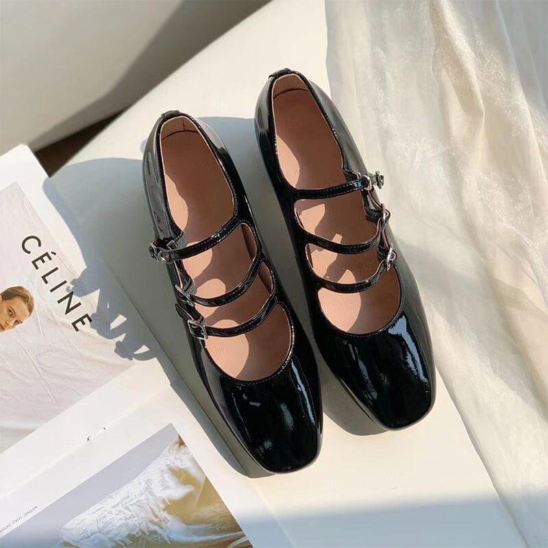 Handgefertigte Mary Jane Schuhe 40mm Dreifachriemchen Pumps Blockabsatz