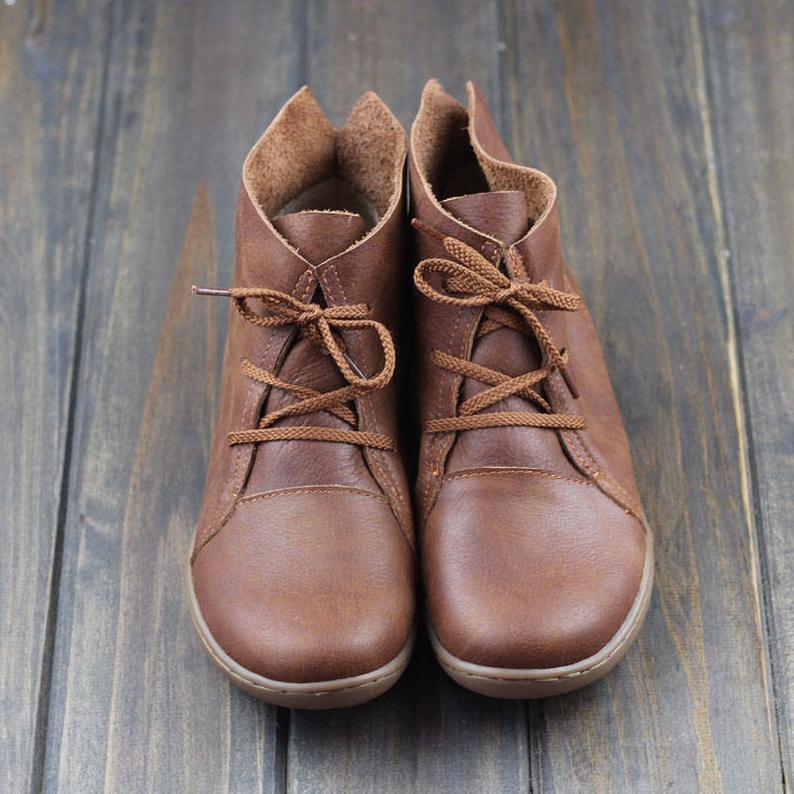 Ankle Booties Lace-Up Casual Shoes Flats