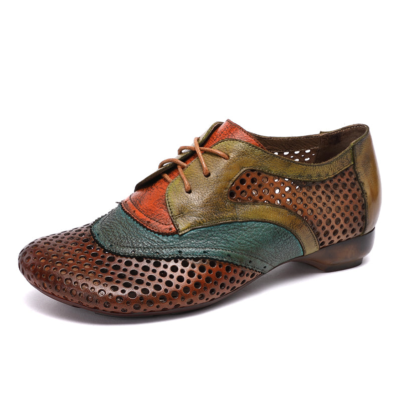 Handmades Soft Genuine Sandals Multicolor Lace Up Brown