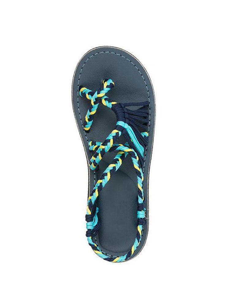 Flache Sandalen aus Bohemien-Seil