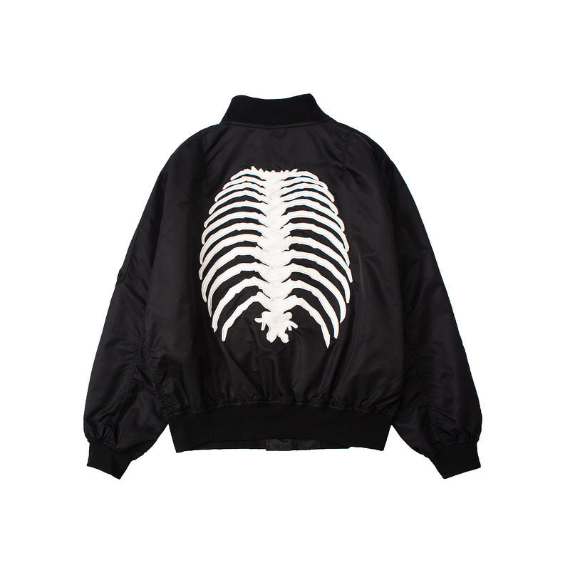 Oversize-Bomberjacke mit Skelett-Grafik