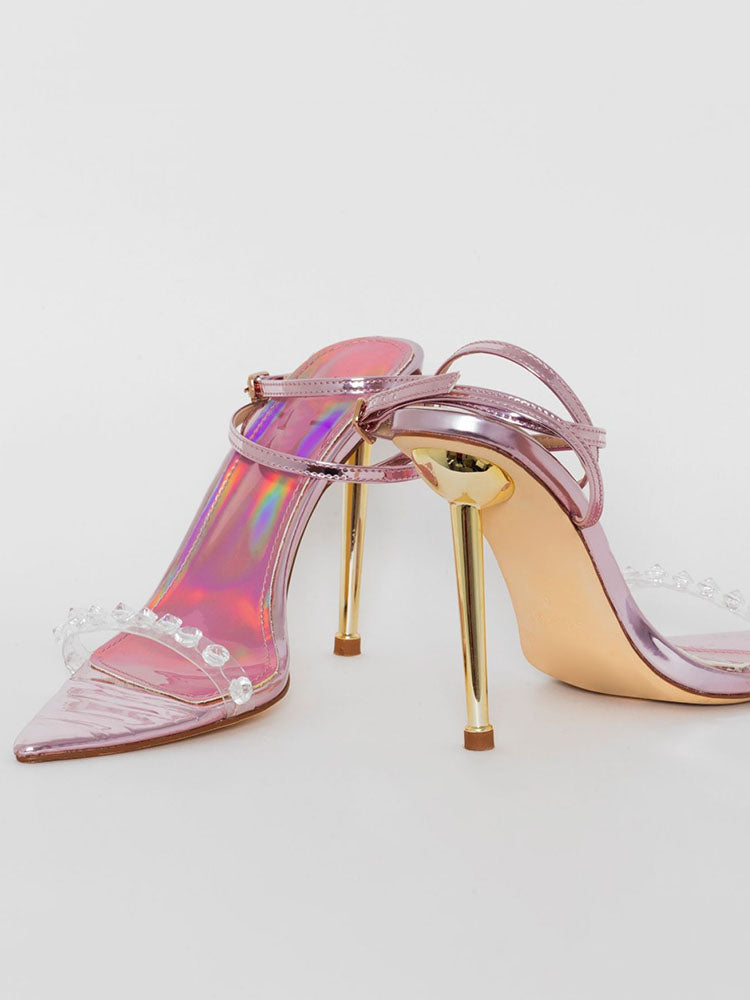 Transparente Stiletto-Absätze mit Schmucksteinen