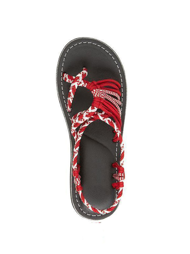 Flache Sandalen aus Bohemien-Seil