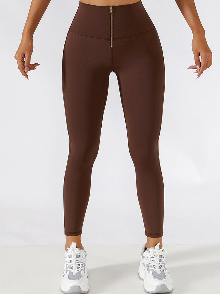 Empowerment Leggings mit Reißverschluss vorne und hoher Taille