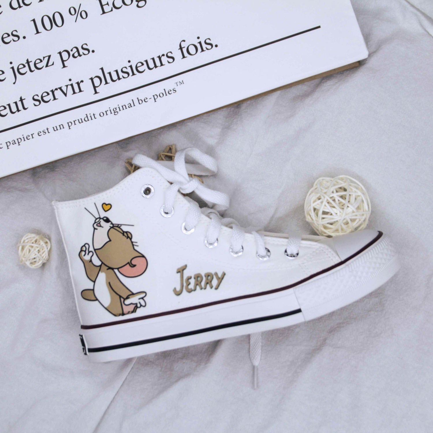 Zapatos de lona con estampado de dibujos animados de gato y ratón 