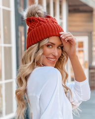 Gorro con pompón Brisk - Naranja quemado - VENTA FINAL