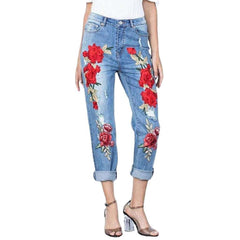 Bestickte weite Jeans für Damen