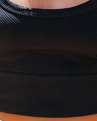 Camiseta corta de punto acanalado Energy - Negra 